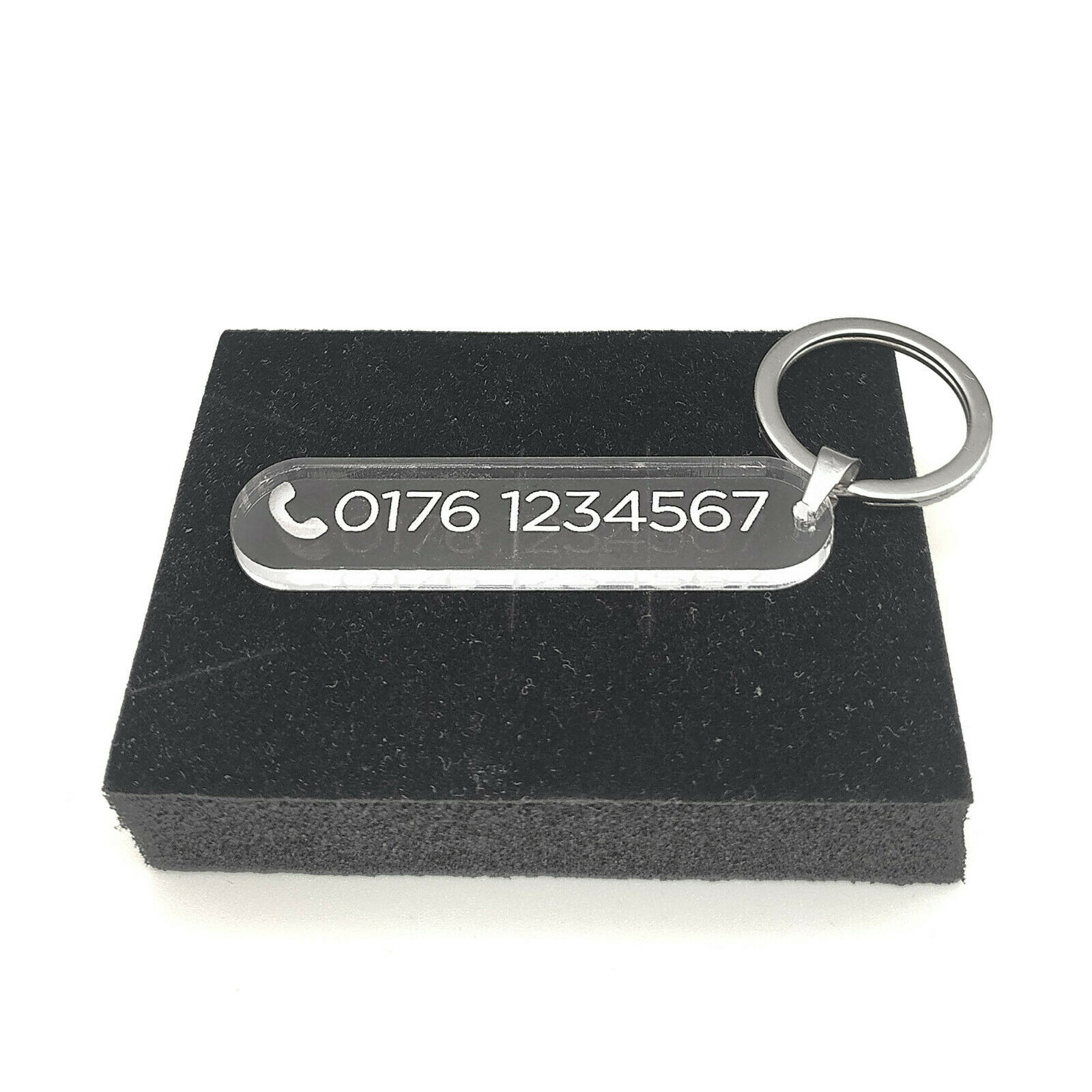 Personalisierter Acrylglas Schlüsselanhänger - Telefonnummer Adresse Text Gravur