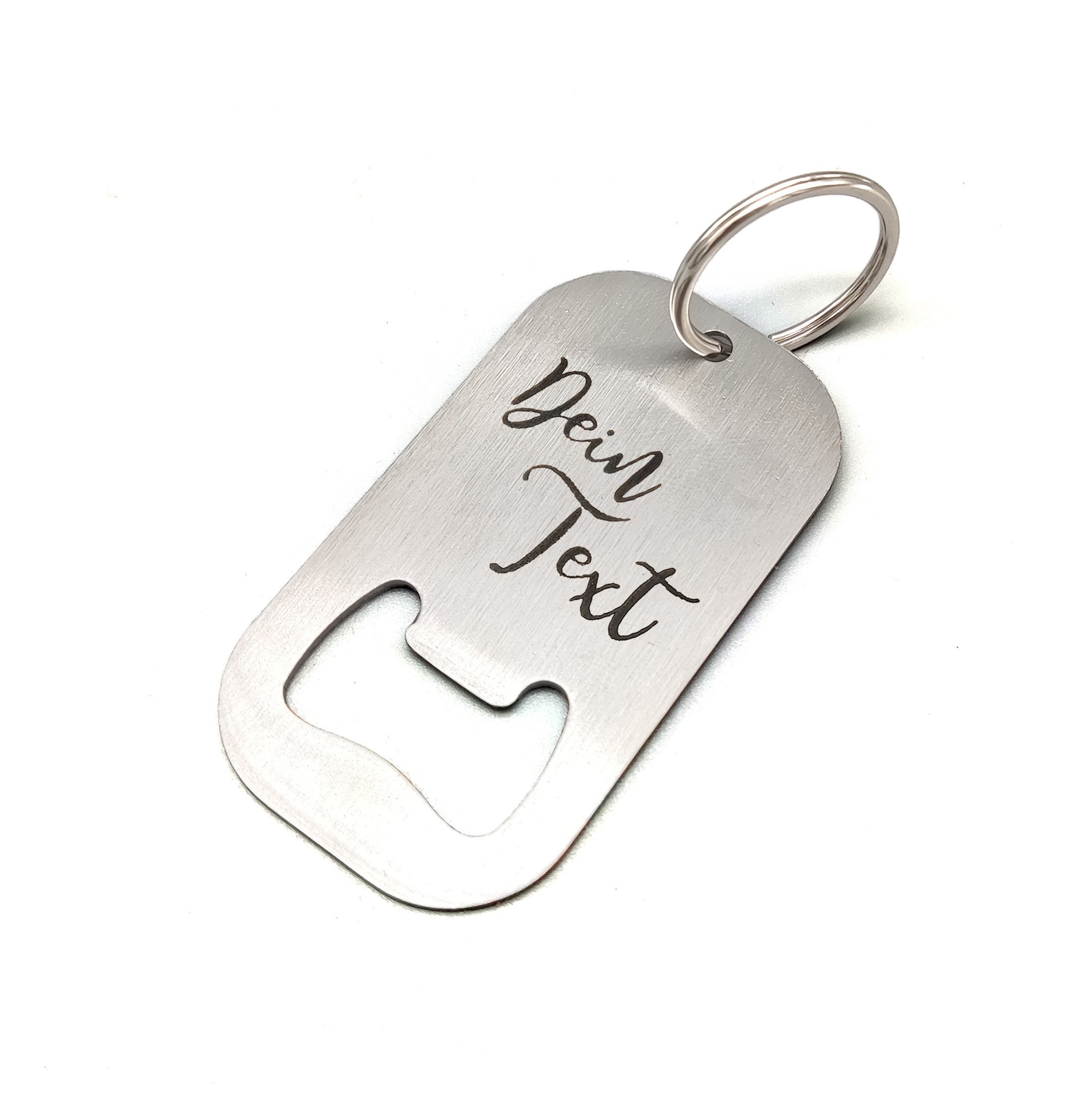 Edelstahl Flaschenöffner mit persönlicher Gravur - Text oder Bild - Schlüsselanhänger Geschenk personalisiert